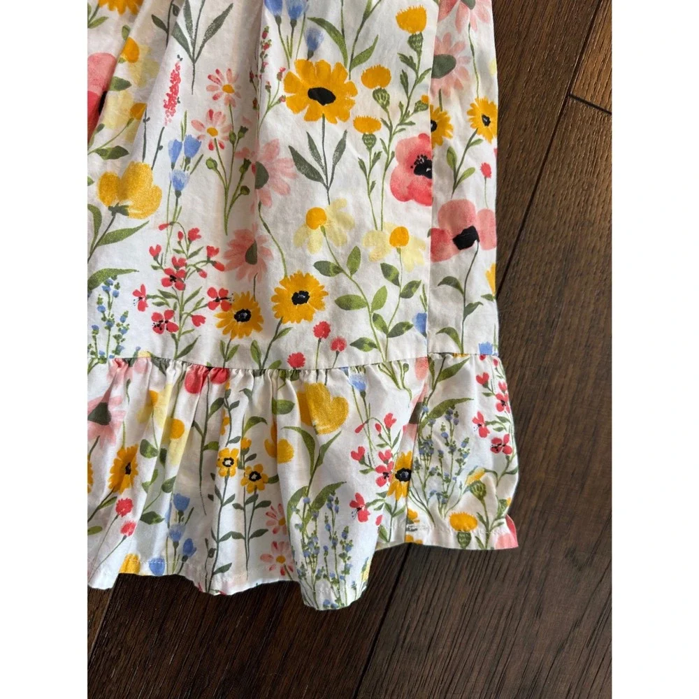 Gymboree Girls Floral Smocked Dress Size 7 Cotton Wildflower Tiered Sun Dress